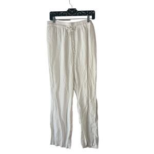 Ellen Tracy Size Medium Linen White Flowy‎ Lightweight Straight Coastal